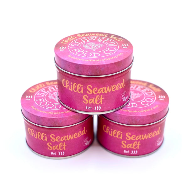 The Seaweed Food Co. Three tins of hot chilli seaweed salt
