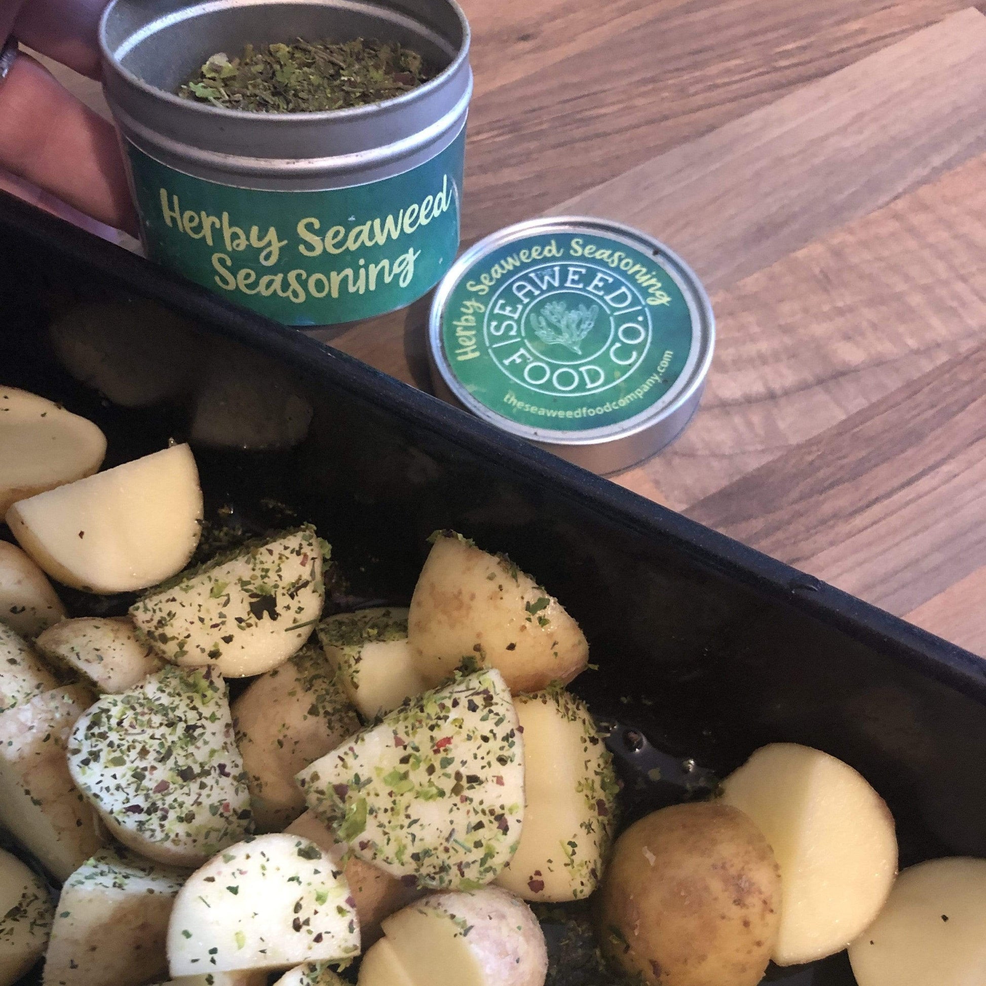 potatoes with herby seaweed seasoning